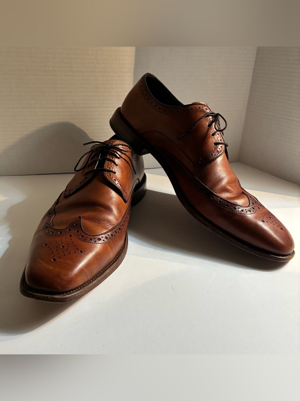 Allen Edmonds Cognac Brown Leather Wingtip Oxfords Men’s Size 13
